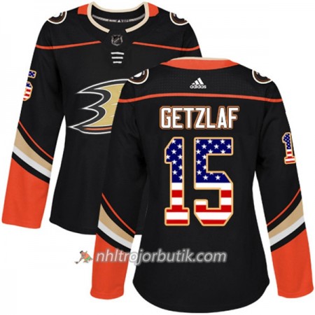 Dame Ishockey Anaheim Ducks Tröja Ryan Getzlaf 15 Adidas 2017-2018 Svart USA Flag Fashion Authentic